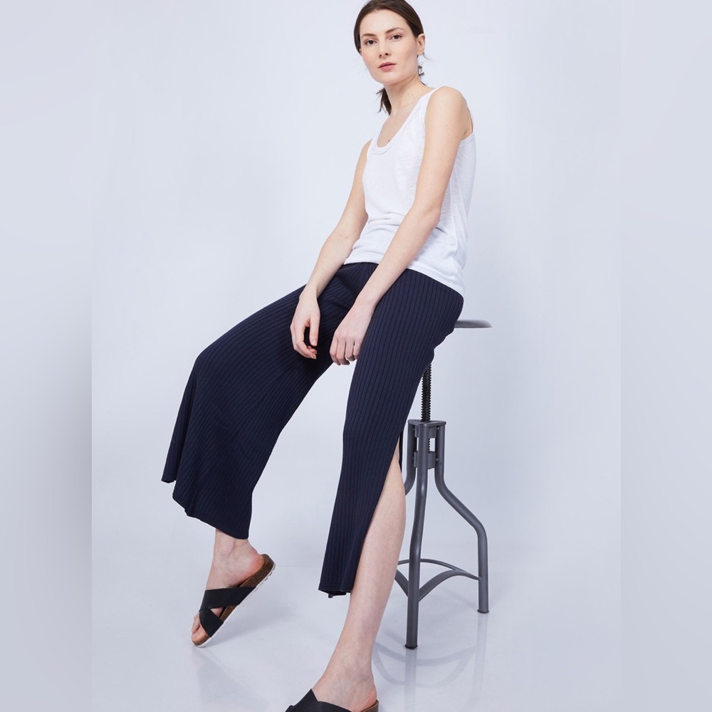 Maison Montagut Navy Ribbed Knit Pants